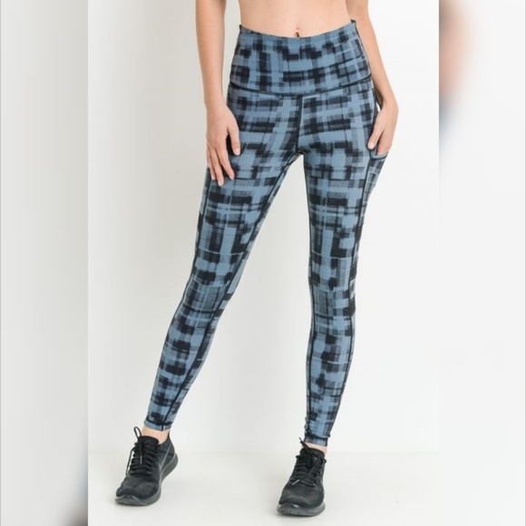 Highwaist Mesh & Dotted Plaid Pockets Full Legging - Picture 4 of 6